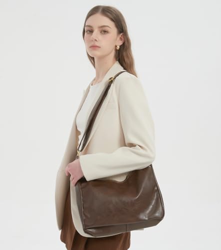 Image of GRPKSSIB PU Leather Shoulder Bags Hobo Crossbody Bag Casual Tote Handbags Women's Crescent Purse with Adjustable Strap