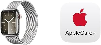 Apple Watch Series 9 [GPS + Cellular 1.614 in] Reloj inteligente con caja de acero inoxidable plateada con bucle milanés plateado. Rastreador de