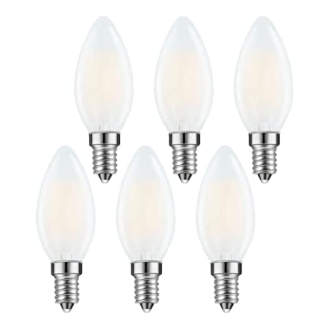 Lamsky E14 LED Bulb European Base 4W LED Chandelier Light Bulbs Dimmable 40W Equivalent,110V 4000K Neutral White,Frosted Glass Decorative Bulb,6 Pack Cover