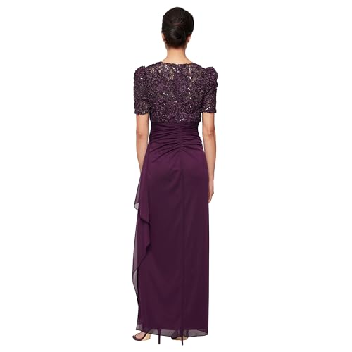 Image of Alex Evenings Women's Wedding Guest Dress with V-Neck Stretch Sequin Bodice and Empire Waist (Petite and Regular Sizes)