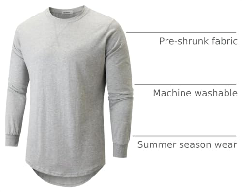 Image of KLIEGOU Men's 100% Cotton Longline T-Shirt, Pre-Shrunk Soft