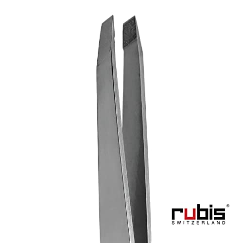Rubis Classic Diamond Coated Stainless Steel Slanted Tweezers For Precise Eyebrows And Hair Removal, The Precious Stone Collection,1K102Dt, Polished Silver #TOP2