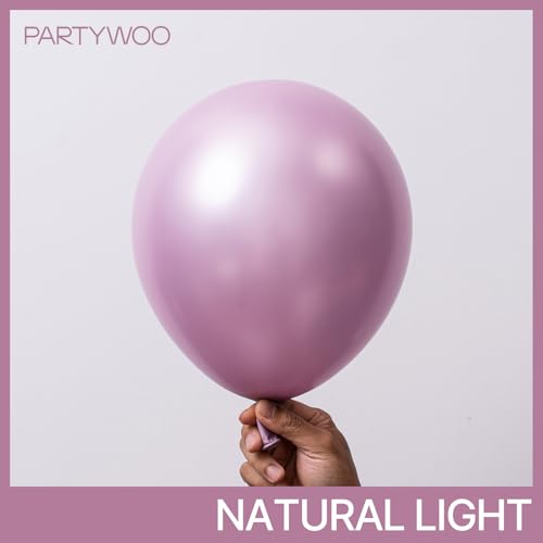 Image of PartyWoo Metallic Pink Balloons 100pcs Different Sizes Pack of 18 12 10 5 Inch Chrome Pink Balloons for Graduation Wedding Girl Baby Shower Gender Reveal Birthday Princess Party Decorations Pink-G108