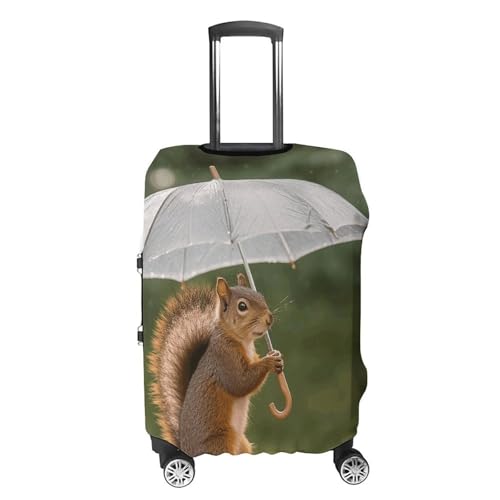 Carry on Luggage Cover Squirrel Hold A Umbrellas Suitcase Covers for Luggages Tsa Approved Travel Luggage Sleeve Protector Elastic Suitcase Protector Anti-Scratch Washable Fits 19-30 Inch Case -L4