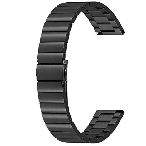 SINAIKE Slim Solid Brushed Matte Finish Stainless Steel Quick Release Watch Band Strap for Men Women 18mm Black Folding Buckle