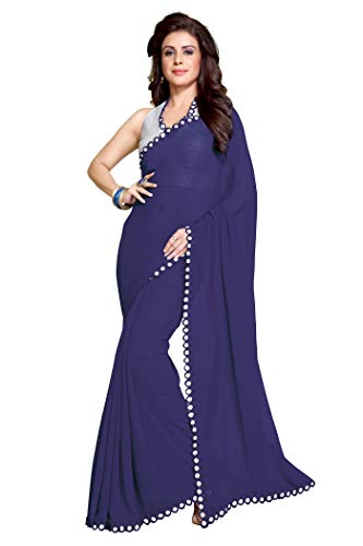 Mirchi Fashion Women's Mirror Border Latest Indian Bollywood Designer Saree Unstitched Blouse Piece