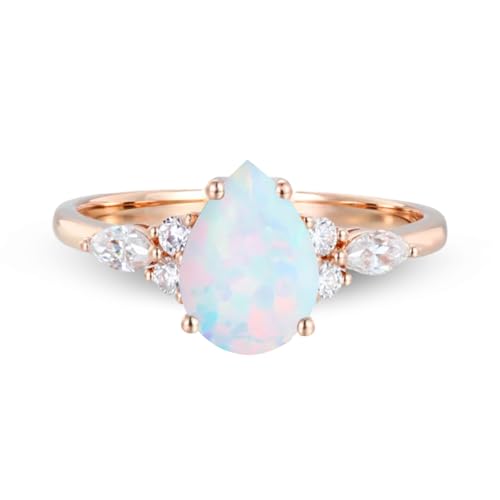 1-5 Carat Teardrop Gemstone and Moissanite Wedding Ring 10K 14K 18K Solid Gold Pear Cut Gemstone Engagement Ring Promise Ring for Women