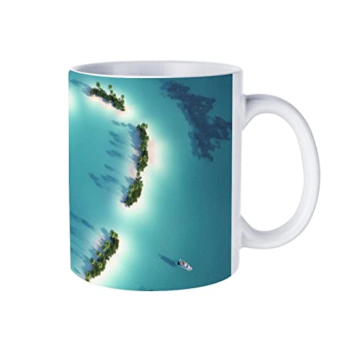 コーヒーカップ 人気 マグカップ 絶景-ニューヨークのハート型の湖カップ 広口 ミルク かわいい おしゃれ 牛乳 大容量 ティー 陶器 男女兼用 オフィス 家庭用 電子レンジ温め対応 贈り物 プレゼント 330ml