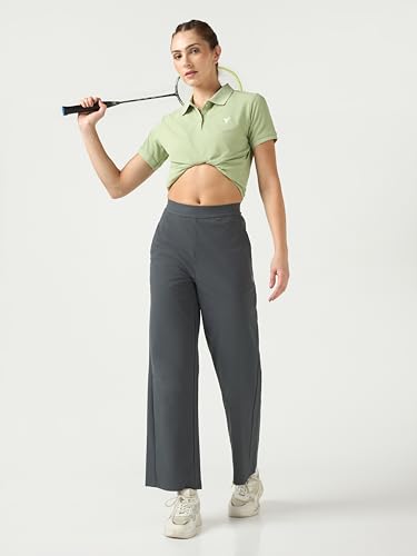 Image of TECHNOSPORT Women's Straight Fit Solid Track Pant for Casual Wear, Active Lifestyle