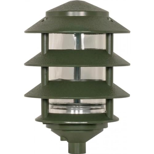 Nuvo SF77/324 One 2 Louver Hood Outdoor Pagoda Landscape Pathway Light, 3 Tier-Small, Green
