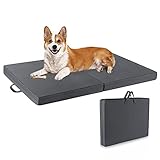 Furpezoo Outdoor Dog Beds Camping(34.6X22X2in), Portable Waterproof Dog Beds for Medium Dog, Foldable Travel Dog Mat with Removable Washable Cover, Grey, M