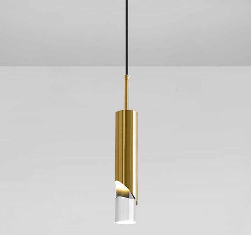 Lampada a sospensione LED Camera da letto comodino luce pendente moderno disegno luci sospese minimalismo lampadario 4500K lampadario Per soggiorno sala da pranzo cucina 6 * 30 cm,D'oro