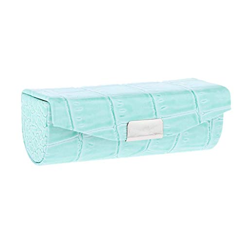 Inzopo Étui en cuir synthétique souple pour rouge à lèvres avec miroir et porte-rouge à lèvres Bleu clair