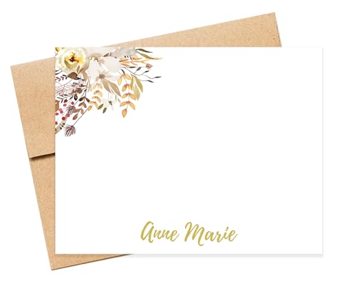 Personalized Fall Stationery with Choice of Ink and Envelope Colors, Handmade Stationery Items for Thank you Letters