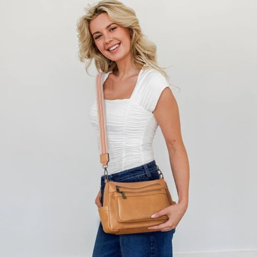 Image of Bluome Crossbody Purses for Women, Medium Large Faux Leather Crossbody Bags Lightweight Sling Bag Shoulder Handbags