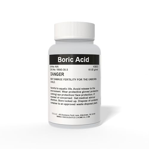 CCS CONSOLIDATED CHEMICAL & SOLVENTS Boric Acid 99.9% - Premium Multipurpose Cleaner - Kitchen Cleaner, Laundry Stain Remover and Deodorizer, Manufacturing - Industrial Grade Strength - 250g