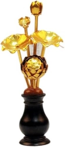 常花 仏花 常花セット 花立て お仏壇用仏具 蓮花 はすはな 花立付き 金メッキ 蓮華 仏壇 仏具 仏前 法事 法要 お盆 命日 飾り お彼岸 お供え 盂蘭盆会 初盆 新盆 祭壇 枯れない (とうじきのかびん,Medium)