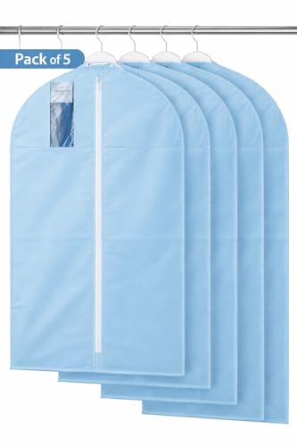 Image of Nibbler Pack of 5 Clothes Hanging Bag, Washable Plastic Wardrobe Storage Bag, Dust Cover Waterproof Closet Organizer (PACK OF - 5)