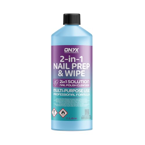 Onyx Nail Prep + Wipe Gel Nail Polish Residue Cleaner Remover UV LED Manicure Gel Polish Base Wipe Multi-Purpose for Sanitising Nail Plate & Nail Polish Cleanser (1 Litre (1000ml))