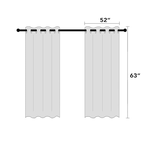 Image of PrinceDeco Blackout Curtains Linen Blended 63 Inch Long Room Darkening Black Out Curtains for Living Room with Natural Slubs & Grayish (Not Solid) Thermal Insulated Grommet 2 Panels,Heathered White