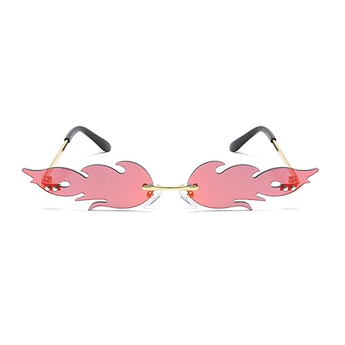 Junsika Flame Sunglasses for Women Men Trendy Rimless Flame Glasses Halloween Party Novel Fire Glasses UV400 Protection2