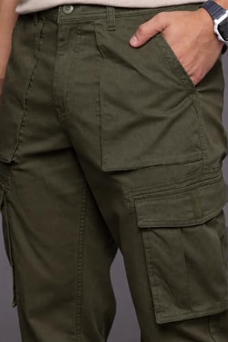 Image of Louis Philippe Men's Relaxed Straight fit with Multi Utility Pockets Stretch Fabric for Comfort Travel Friendly Casual Trouser