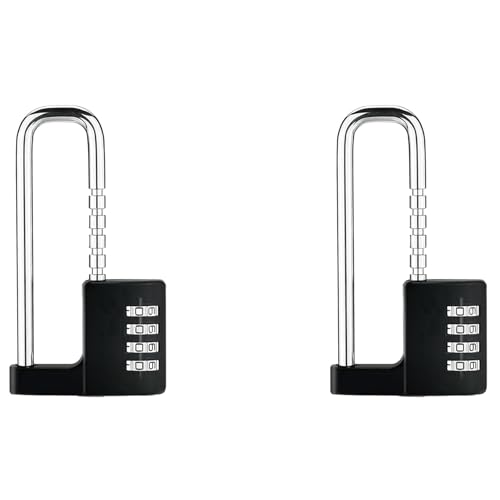 Lckiioy 2X Candado de CombinacióN para Exteriores, Candado Resistente Al Agua con CóDigo, Candado Ajustable Multifuncional, Negro