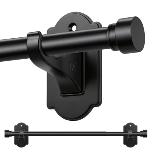 TONIAL black no-drill curtain rod with adhesive brackets, adjustable from 32 to 58 inches