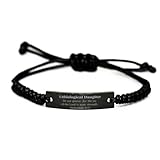 Unbiological Daughter Black Rope Bracelet Inspirational Strength Gifts for Birthday and Holidays