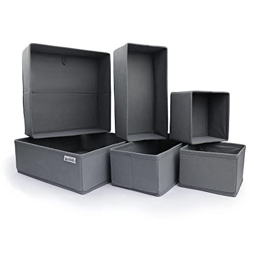 Qoolish Grey Drawer Organiser Set of 6 Sturdy Draw Organizer to sort Your bedroom