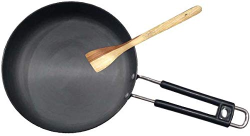 Stephy Hard Anodised Plain Fry pan (1 LTR.) 20 cm with 1 Piece of Wooden Spatula