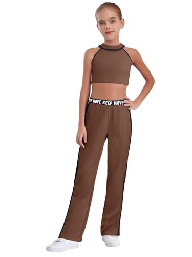 Kids Girls Tracksuits Workout Sports Suit 2 Piece Crop Tank Top And Sweatpants Sets Hip Hop Street Dancewear3