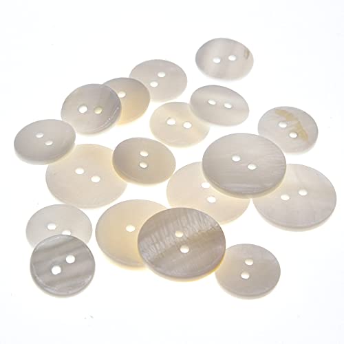 White Genuine Mother of Pearl Buttons Set,22PCS/Pack(16PCS 15MM+6PCS 20MM),2 Holes Bulk Natural MOP Pearl Shell Buttons for DIY Sewing Crafts,Shirts, Suits,SHUNLI