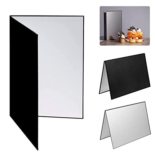 Selens Reflector de luz 3 en 1 Difusor de fotografía de alimentos Cartón 29x42 cm Plegable Negro Blanco Plata Tablero de papel grueso Doble cara para producto Bodegón Props Photo Studio Shooting A3 Cover