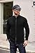 COOFANDY Mens Cardigan Sweater Full Zip Up Stand Collar Knitted Pullover Business Dress Vintage Striped Long Sleeve Sweaters Black S-3XL