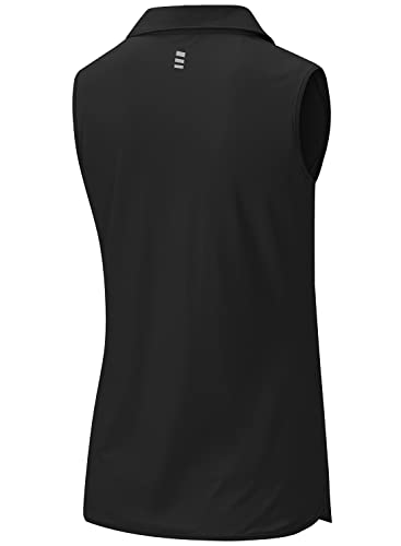 Bgowatu Women'S Sleeveless Golf Polo Shirts Collared Quarter Zip Golf Pullover Upf 50+ Quick Dry Tennis Tank Tops Black 2X thumb #2
