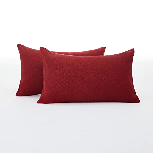 Deconovo Kissenbezug Leinen Optik Kissenhülle Kissenbezüge mit Verstecktem Reißverschluss Sofa Zierkissenhülle, 30x50 cm, Rot, 2er Set Deconovo Kissenbezug Leinen Optik Kissenhülle Kissenbezüge mit Verstecktem Reißverschluss Sofa Zierkissenhülle, 30x50 cm, Rot, 2er Set
