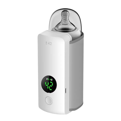 Baby Bottle Warmer, Portable Bottle Warmer for Travel, Fast Heating & Constant Warming, 6 Temperature Gears & Temperature Display, USB Rechargeable Milk Warmer for Baby