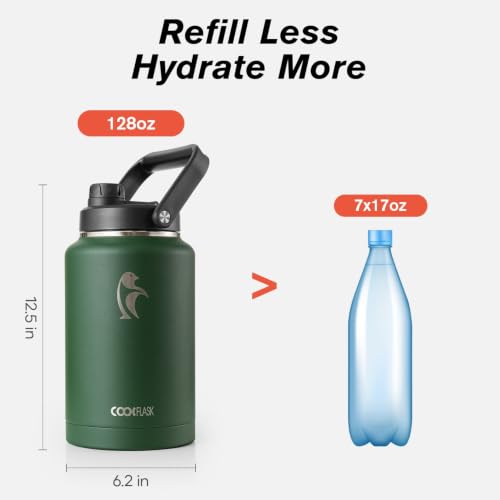 Image of Coolflask Titan Gallon Water Bottle Insulated with Large Handle Spout Lid