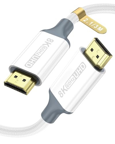 Image of 8K HDMI Cable, 10ft 48Gbps High Speed DHDMI Cable Braided Cable, 8K@60Hz 4K@120Hz /144Hz /240Hz,Compatible with TV,HDR10,HDCP 2.3,PS5,Xbox Series X,Soundbar,LG TV