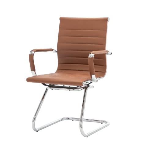 CIMOTA Waiting Room Chairs Leather Office Guest Chair Mid Back Reception Chairs with Sled Base for Meeting/Patient/Conference Room, Coffee Set of 2