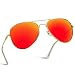 WearMe Pro - Polarized Metal Frame Pilot Style Aviator Sunglasses (Gold Frame / Mirror Red/Orange Lens, 55 mm)