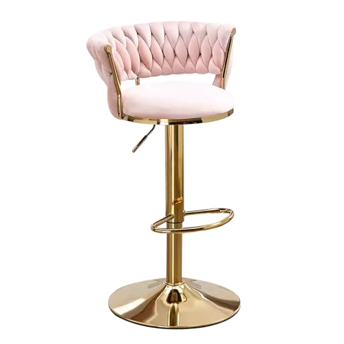 Tabouret de bar velours pivotant et réglable avec dossier et cadre métal pour îlot de cuisine