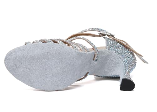 Minishion Dancing Heels for Women with Rhinestones Ankle Strap Wedding Formal Sandals Shoes2