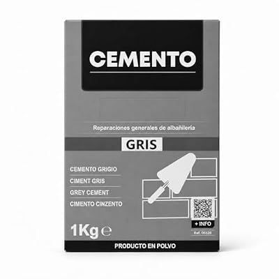Livé Cemento Gris en Polvo 1 kg, Preparado de Cemento para Reparaciones de Albañilería, Enlucidos, Suelos y Desconchados de Muros, Uso Interior y Exterior, Color Gris