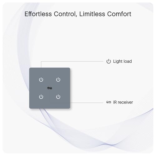 Image of IOTICS Smart Wifi Switch Board: 4 x Switch Module. Touch Control, Remote, App Control. Voice Compatible with Alexa & Assistant. Smart Touch Switch Board For Home Automation (Grey)