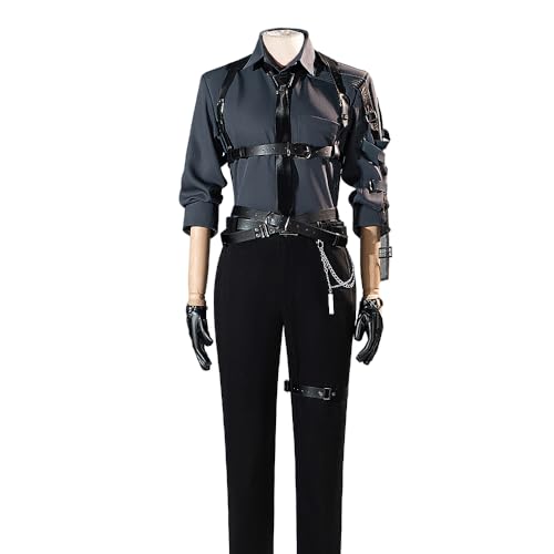 KIRA KIRA Love and Deepspace Cosplay Costume Sylus Rafayel Xavier Zayne Caleb Total Lockdown Shirt Suit Belt Precise Control (Gray M)