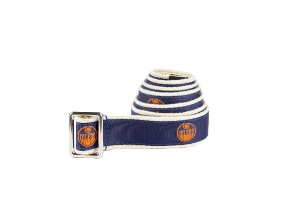 GELLS Edmonton Oilers NHL Hockey Belt Officially Licensed With Nickel Finished Brass Buckle And Logo Tin Adult Size Large