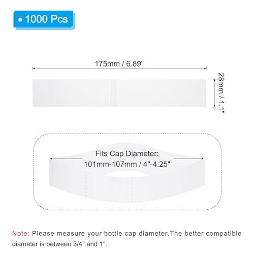 Image of PATIKIL 175x28mm PVC Perforated Shrink Bands, 1000Pcs 0.05 mm /2 Mil Thickened Heat Shrink Seal Wrap Fit for 4 inch-4.25 inch Cap Diameter Essential Oil Bottles Jars Cans Tin, Clear