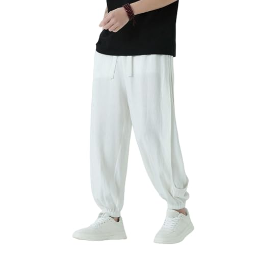 Pantalon léger lin homme anti transpiration coupe ample été rétro